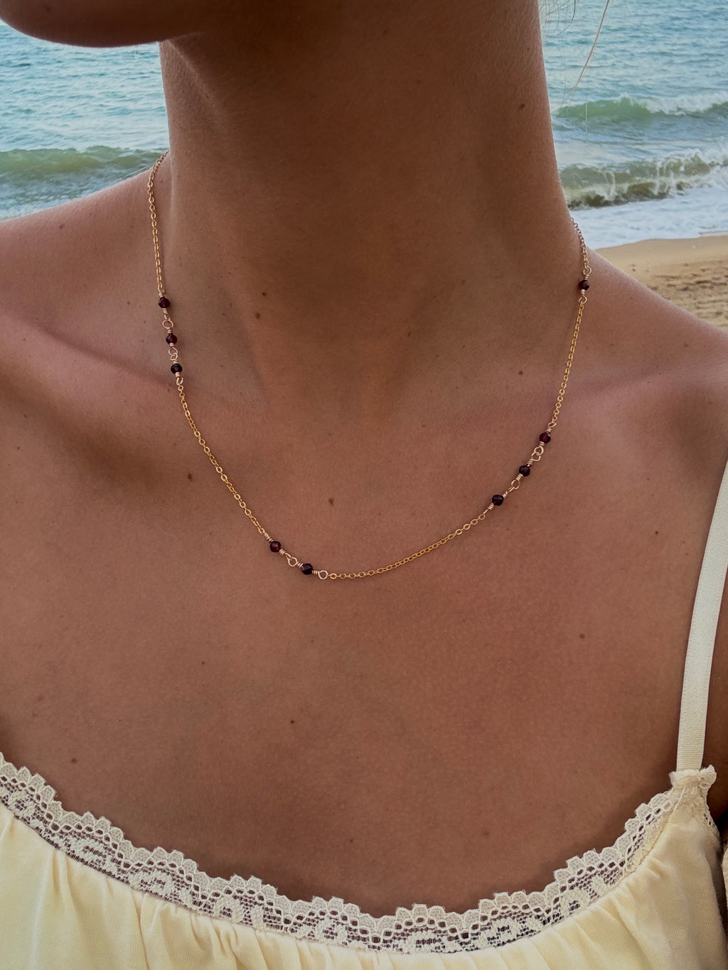 Asymmetry Garnet Necklace