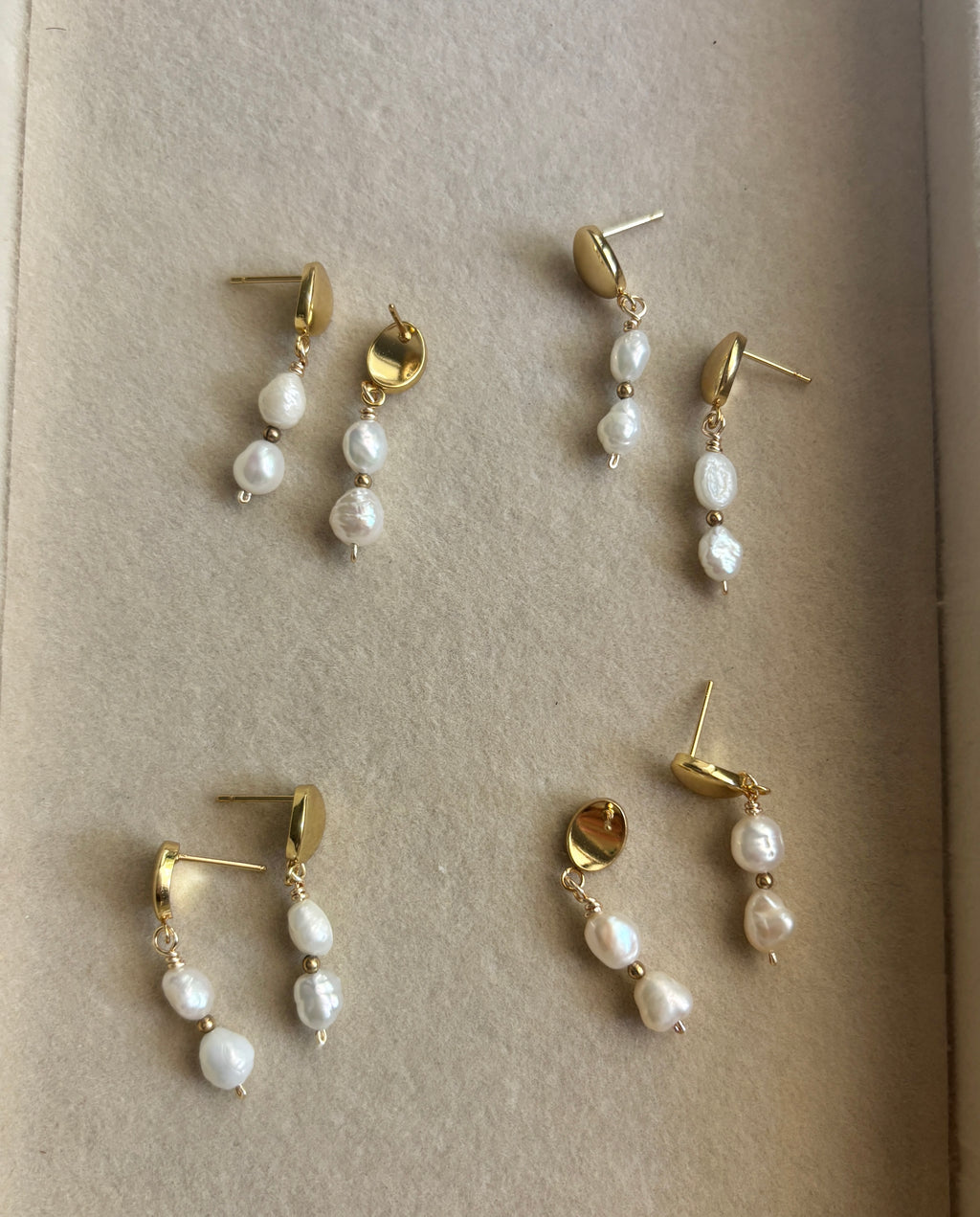 Double Pearl Drop Earrings