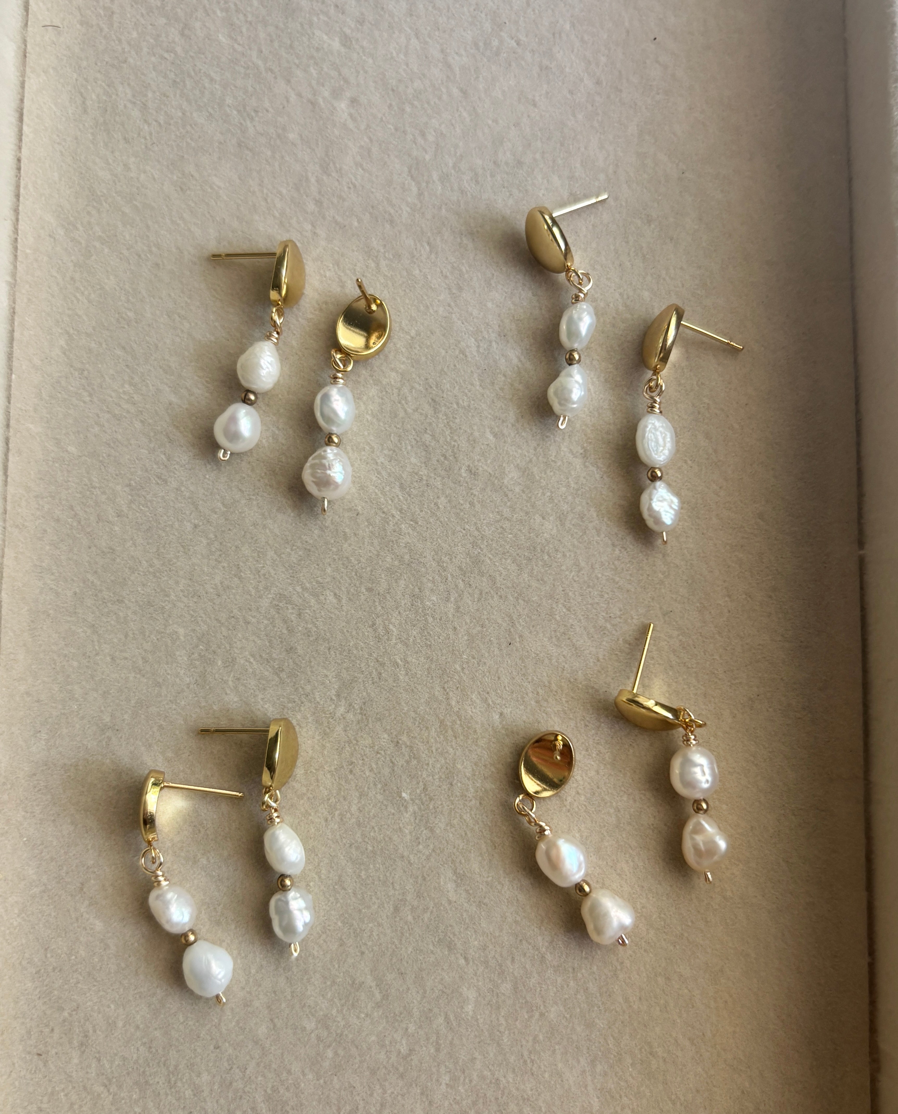 Double Pearl Drop Earrings