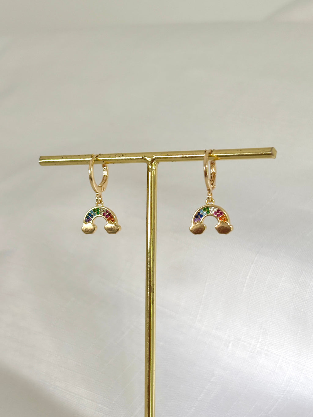 Rainbow Pavé Huggie Hoops