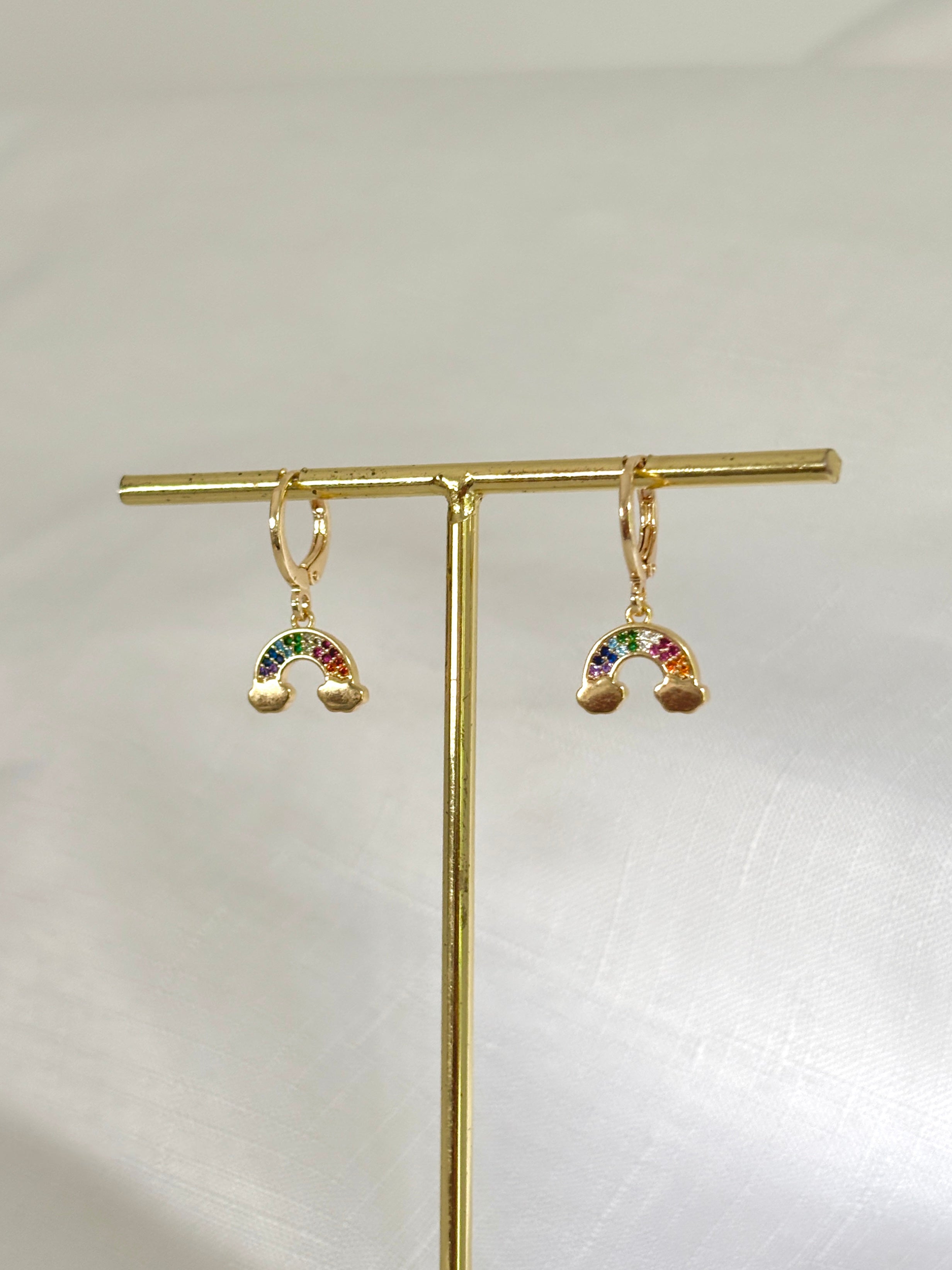 Rainbow Pavé Huggie Hoops