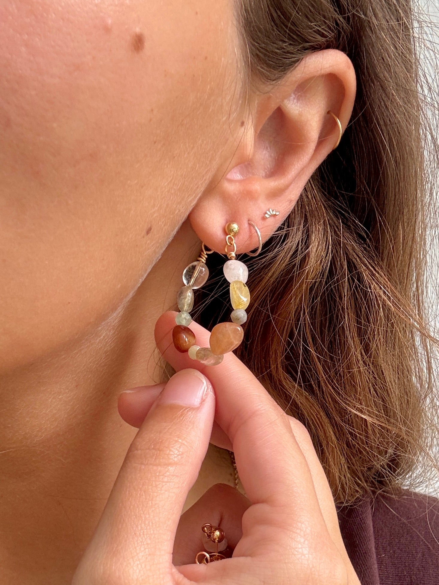 Mixed Quartz Hoops