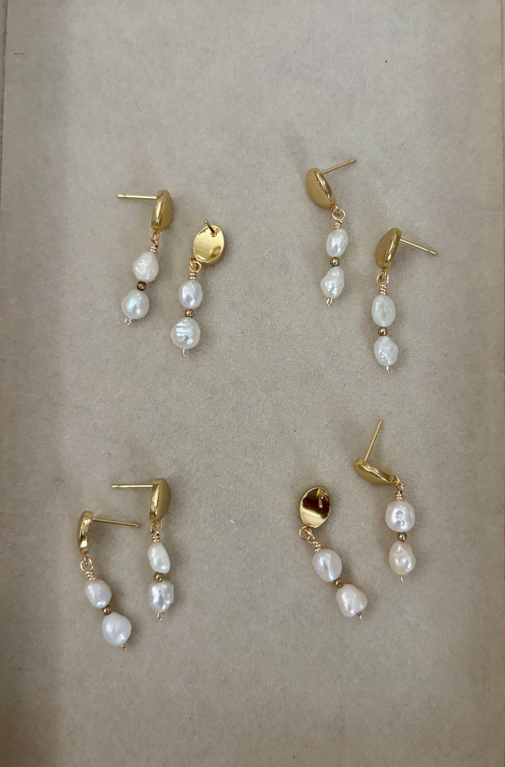 Double Pearl Drop Earrings