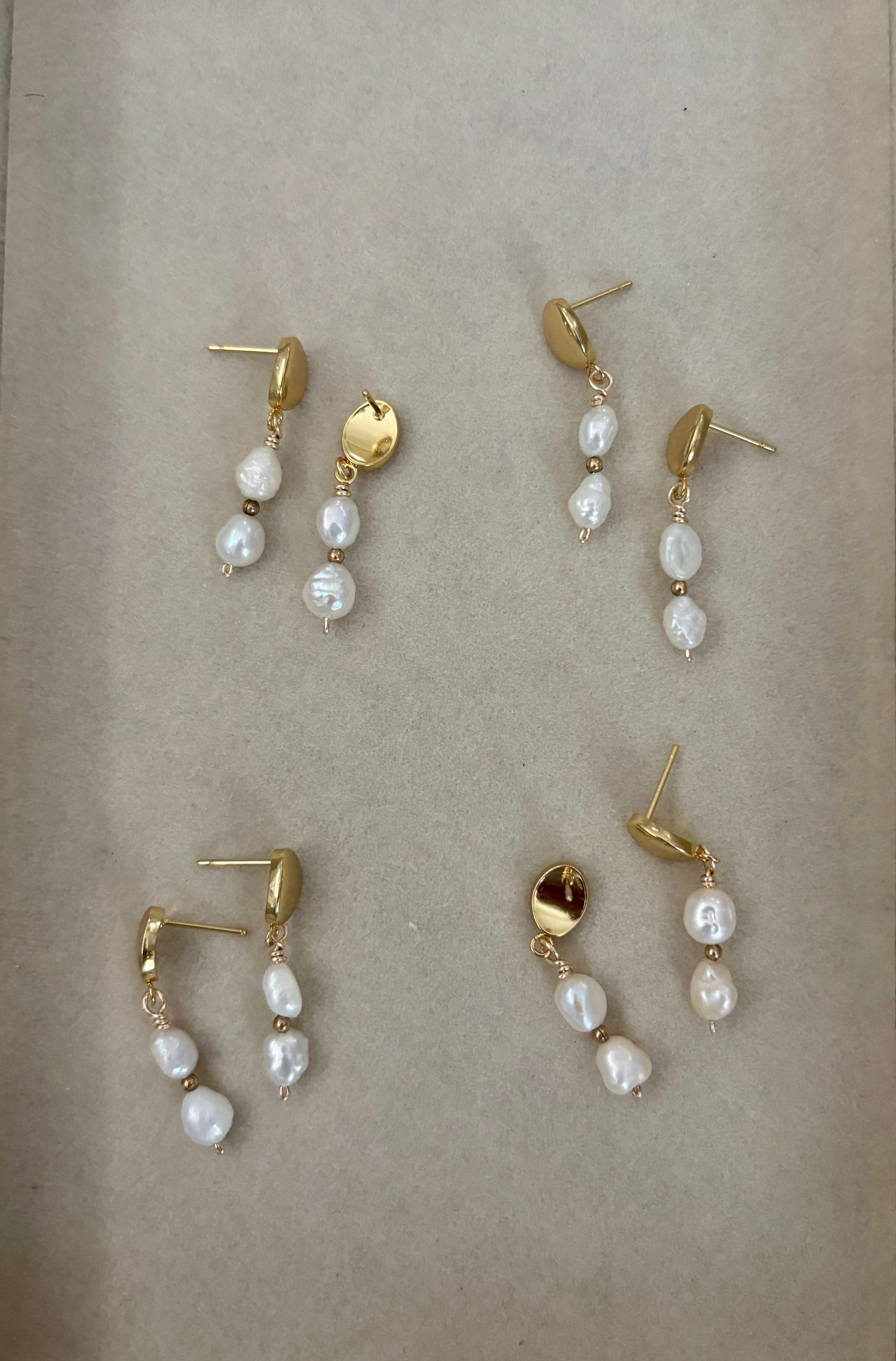 Double Pearl Drop Earrings